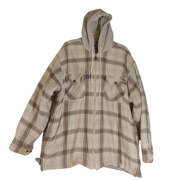 Dickies Authentic Men's Heavyweight Plaid Flannel Full Zip Hooded Work J… - Picture 1 of 8